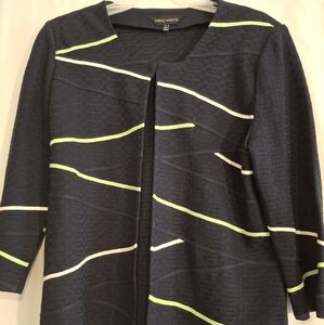 Ming Wang Navy Jacket with White and Green Accents. Size L